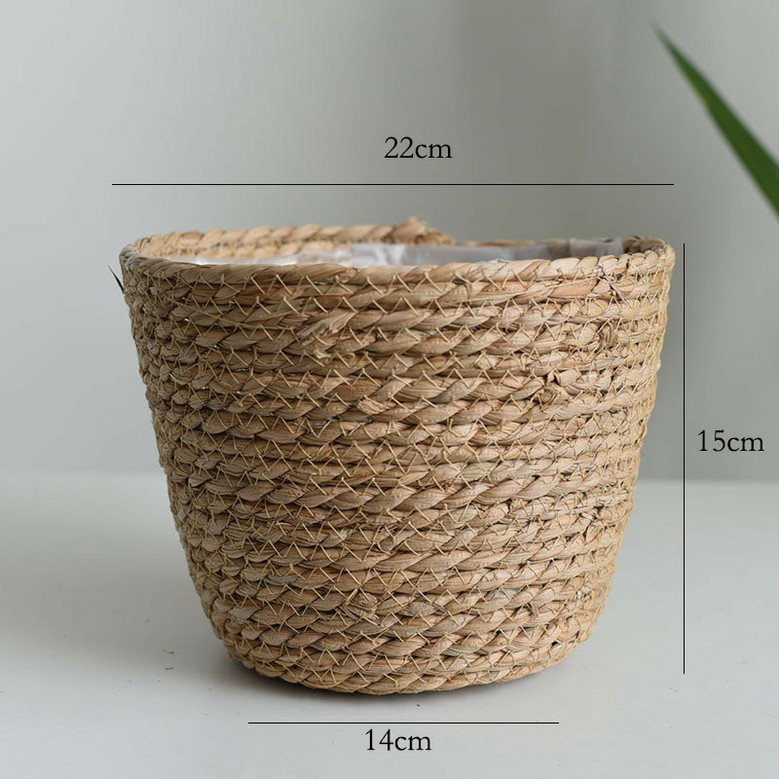 Circular Woven Flower Basket with Handles for Home Decor