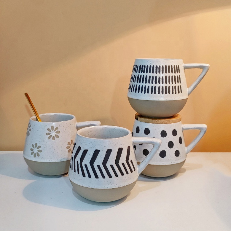 Clay Ceramic Tea Mugs Set – Office Drinkware Cups