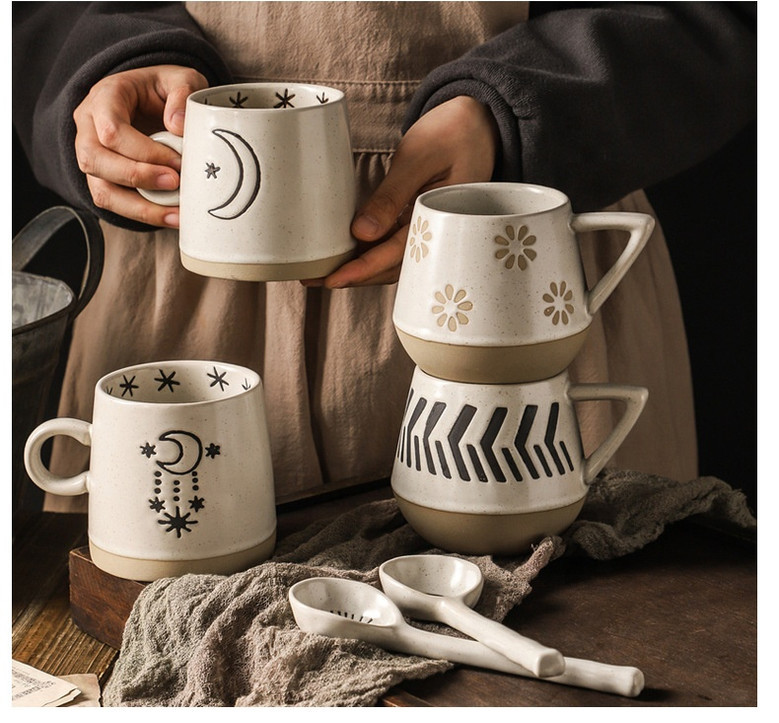 Clay Ceramic Tea Mugs Set – Office Drinkware Cups