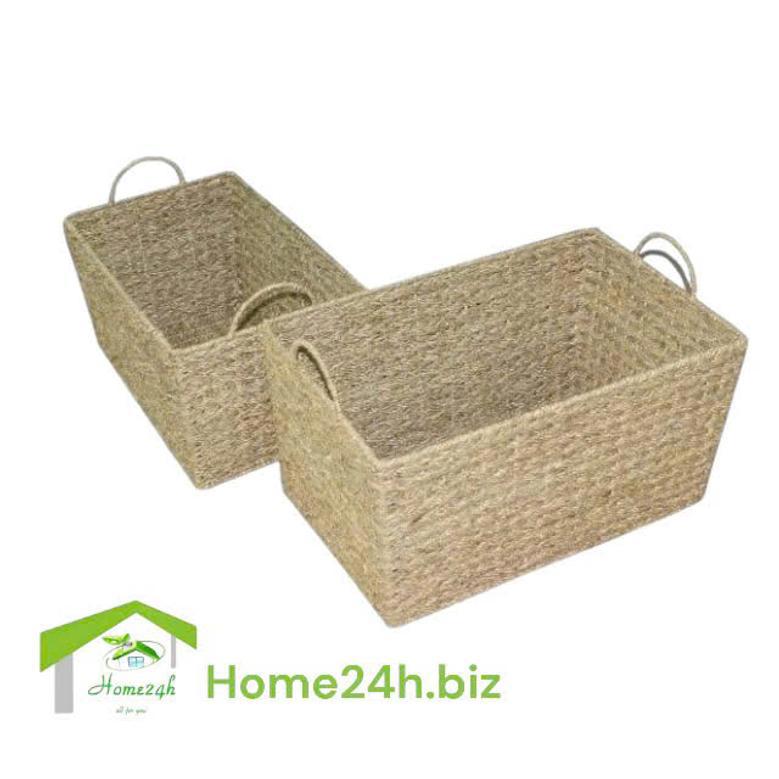 Cotton Lidded Seagrass Hampers for Laundry Storage