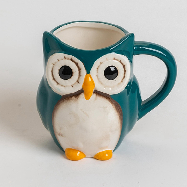 Creative 3D Owl Ceramic Coffee Mug with Handle