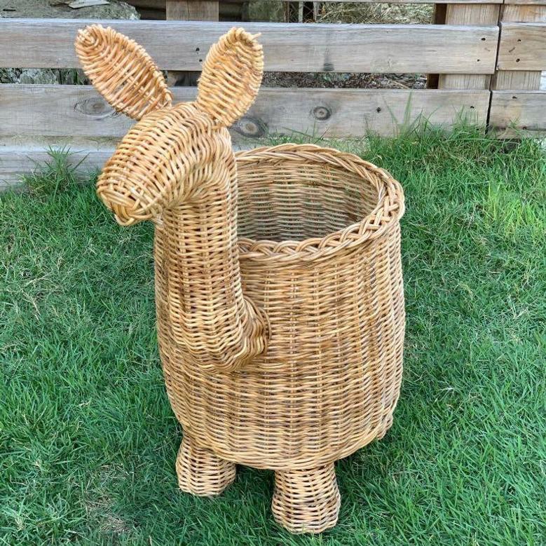 Creative Wicker Kangaroo Shaped Indoor Plant Pot