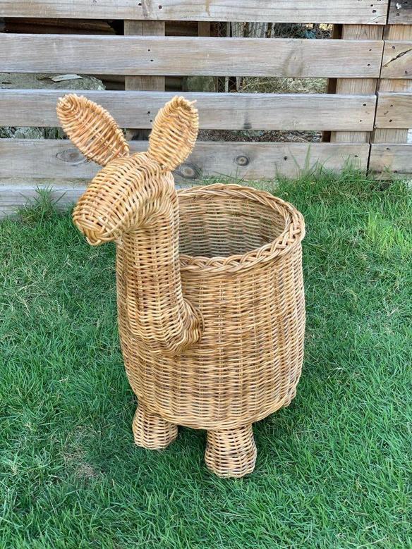 Creative Wicker Kangaroo Shaped Indoor Plant Pot