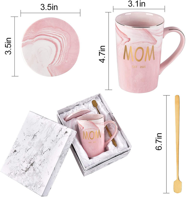 Custom Marble Coffee Mug Set With Lids - Mum & Dad Mug Gifts