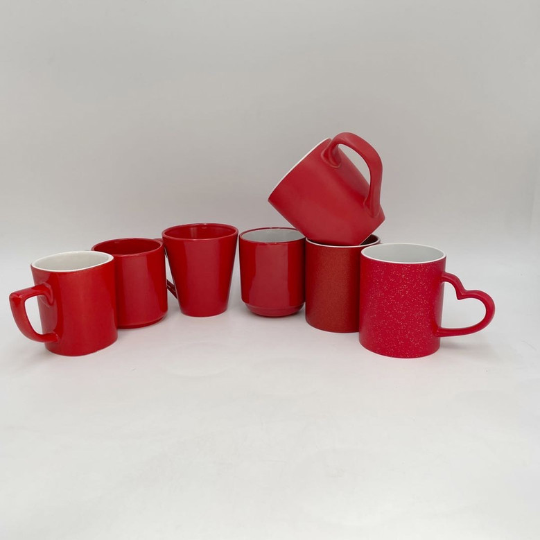 Customizable Red Ceramic Coffee Mugs in Multiple Sizes