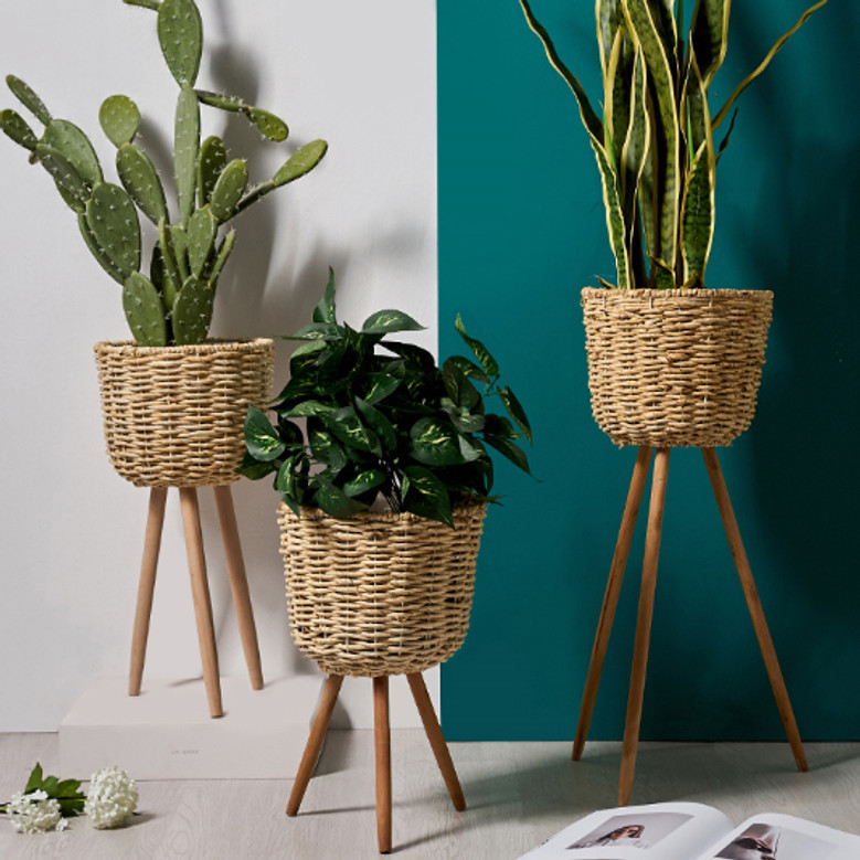 Customizable Woven Basket Flower Pot Planters