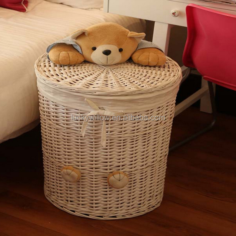 Customized White Rattan Laundry Basket