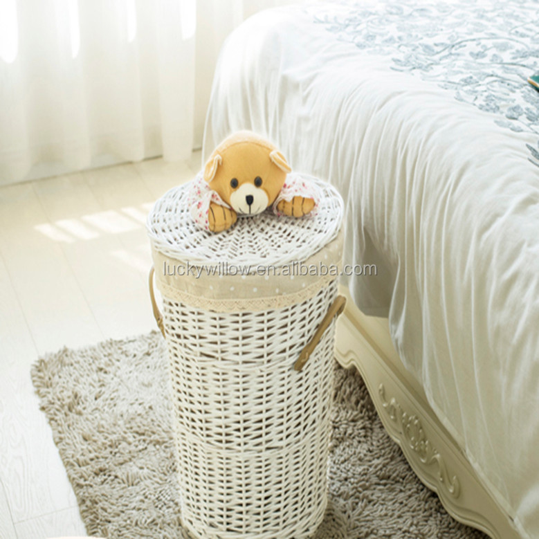 Customized White Rattan Laundry Basket