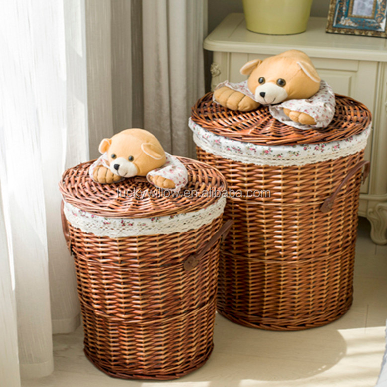 Customized White Rattan Laundry Basket