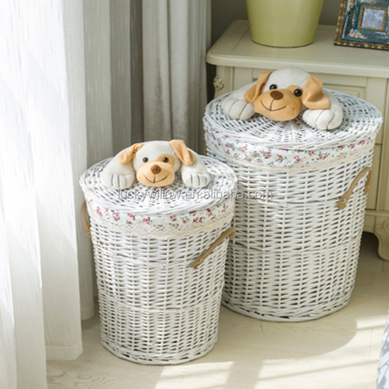 Customized White Rattan Laundry Basket