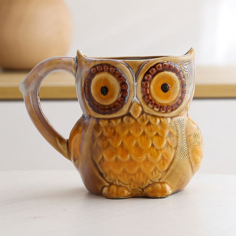 Cute 3D Owl Ceramic Coffee Mug 300ml for Coffee & Tea