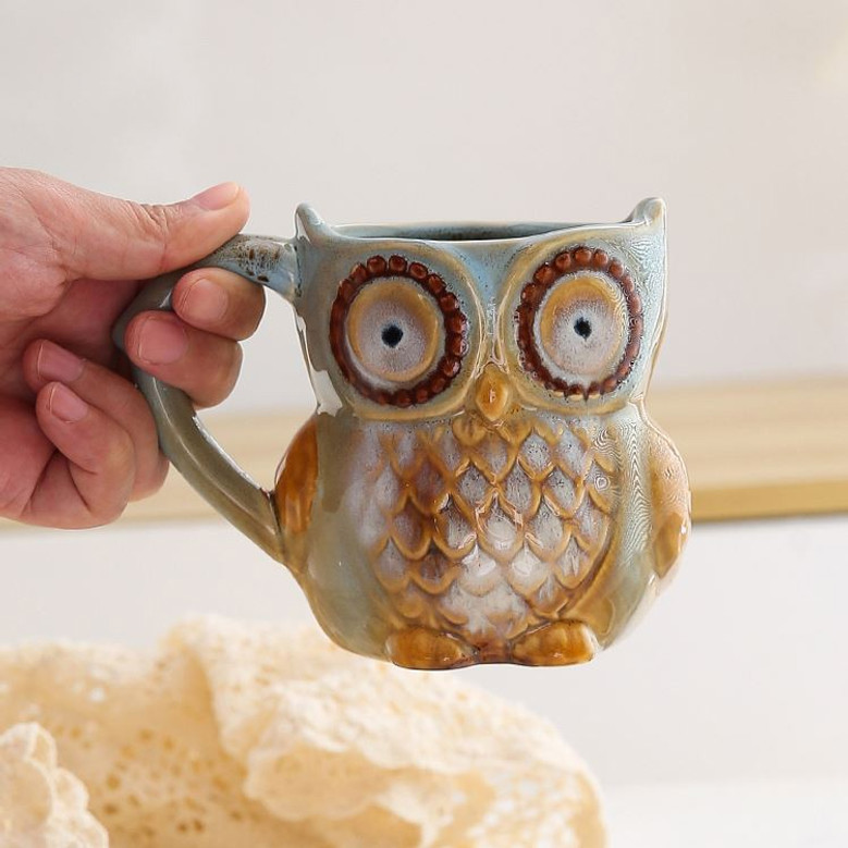 Cute 3D Owl Ceramic Coffee Mug 300ml for Coffee & Tea