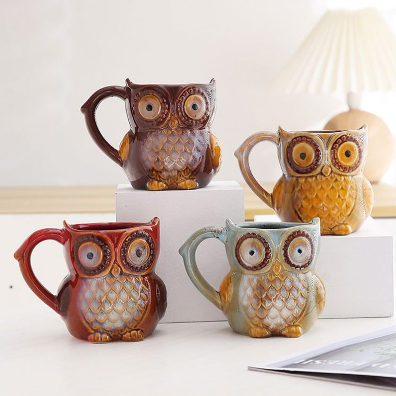 Cute 3D Owl Ceramic Coffee Mug 300ml for Coffee & Tea