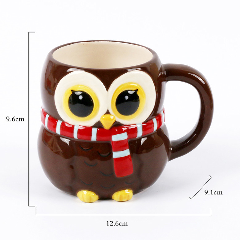 Cute 3D Owl Ceramic Coffee Mug for Children