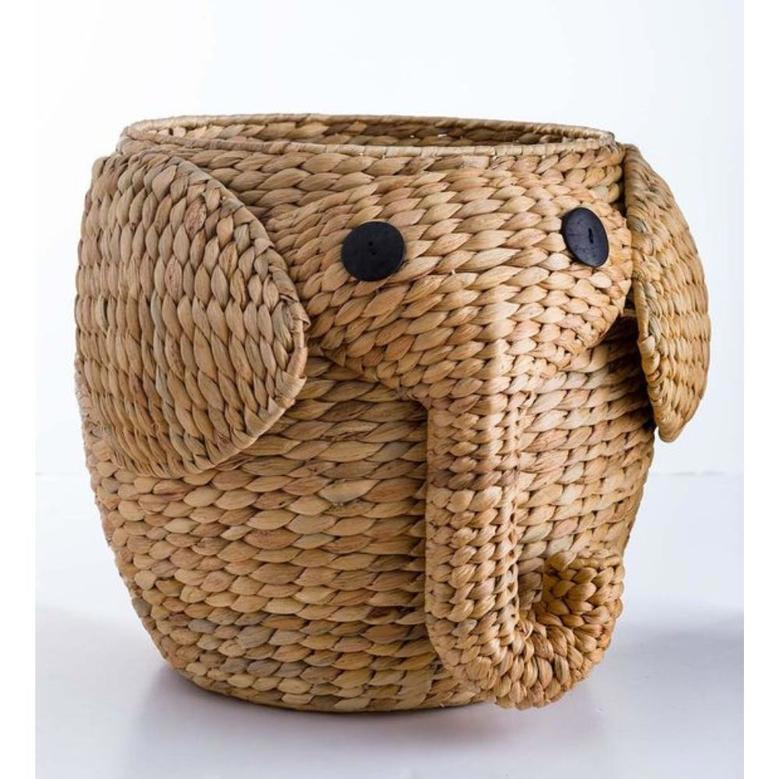 Cute Bear Shaped Water Hyacinth Basket for Laundry