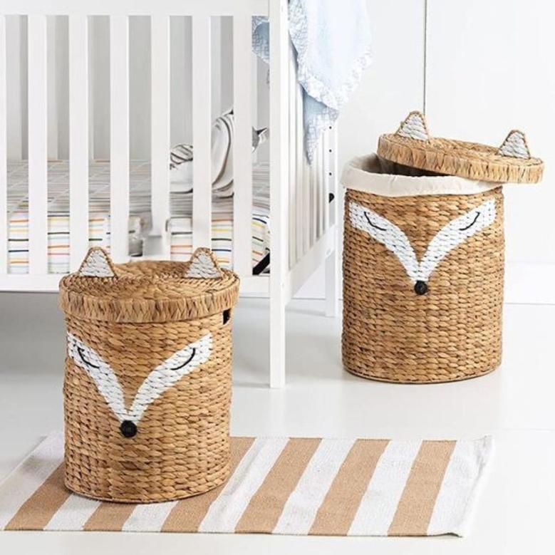 Cute Bear Shaped Water Hyacinth Basket for Laundry