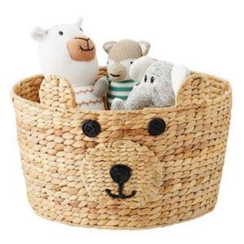 Cute Bear Shaped Water Hyacinth Basket for Laundry