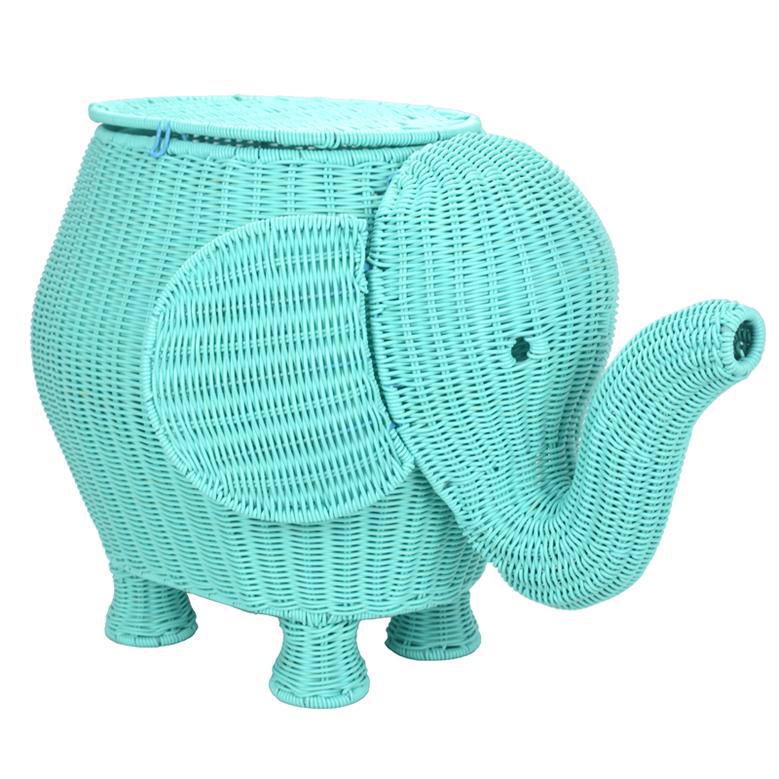 Cute Elephant Wicker Basket for Kid's Rooms and Toy Storage