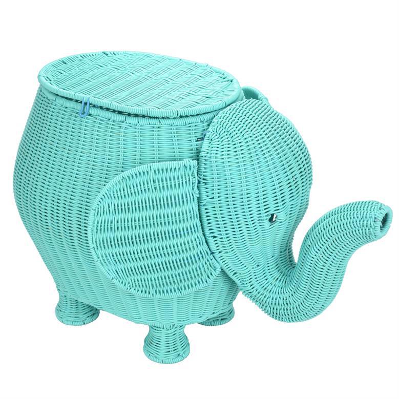 Cute Elephant Wicker Basket for Kid's Rooms and Toy Storage