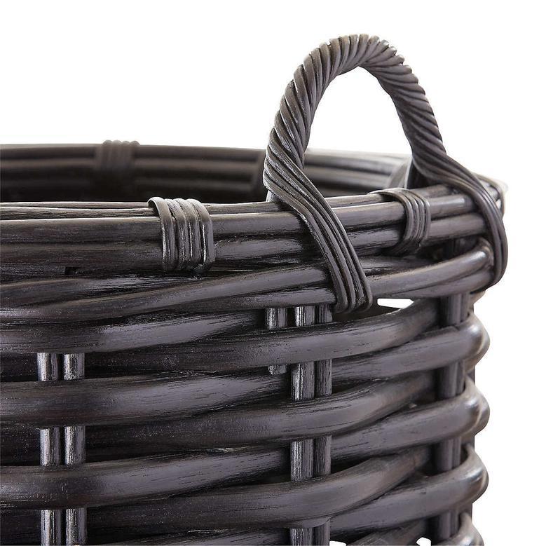 Decorative Black Rattan Basket for Storage and Gifts