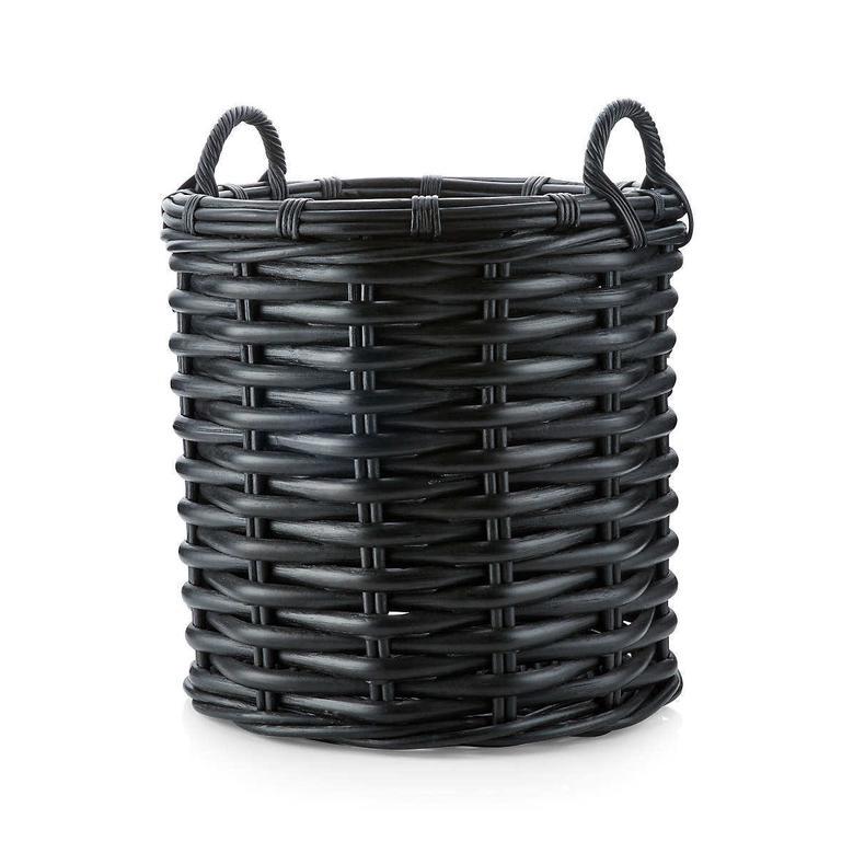 Decorative Black Rattan Basket for Storage and Gifts