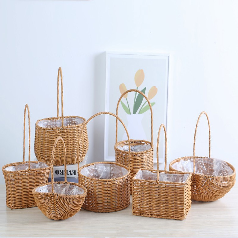 Decorative Rattan Wicker Picnic Basket for Outdoor Use