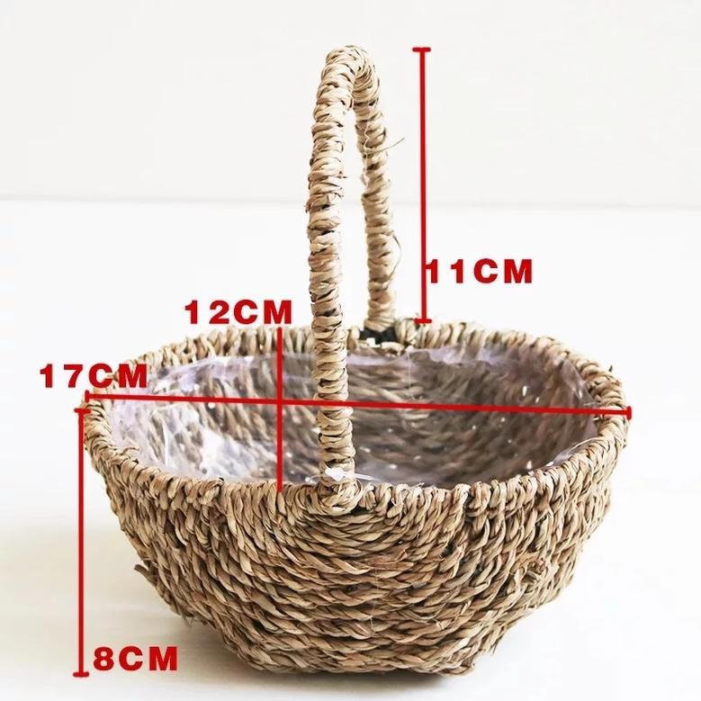 Decorative Round Rattan Seagrass Basket for Storage & Plants