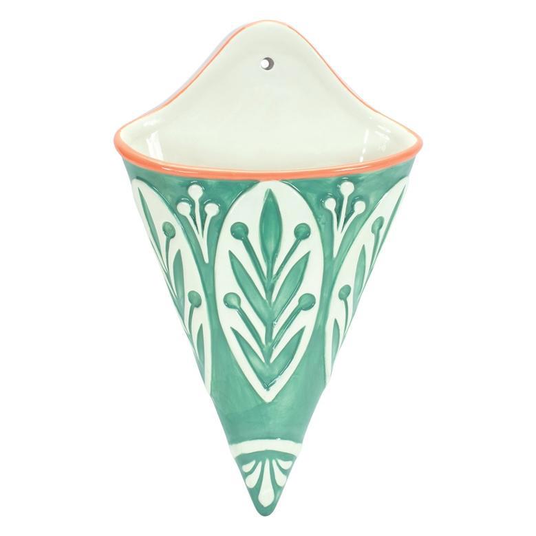 Decorative Triangle Ceramic Wall Pocket Flower Pot