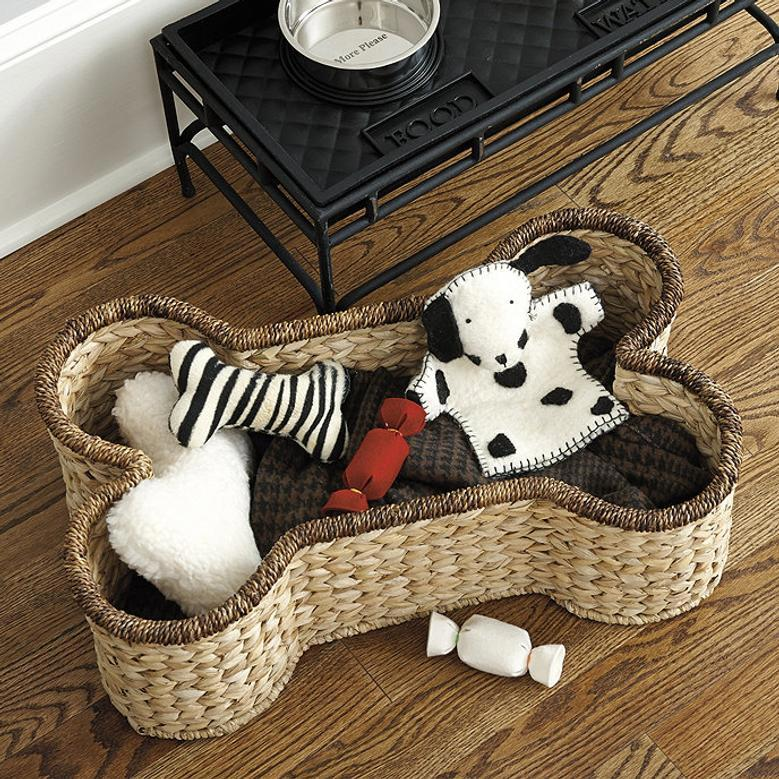 Decorative Water Hyacinth Dog Toy Basket for Home