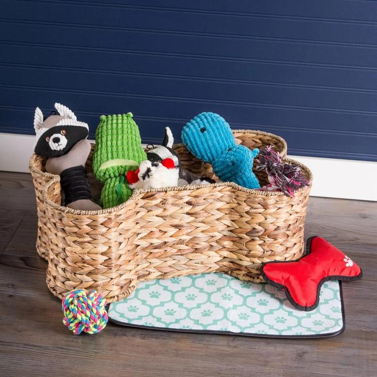 Decorative Water Hyacinth Dog Toy Basket for Home