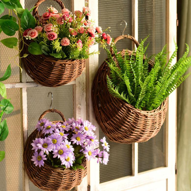 Decorative Wicker Wall Planter for Home Decor