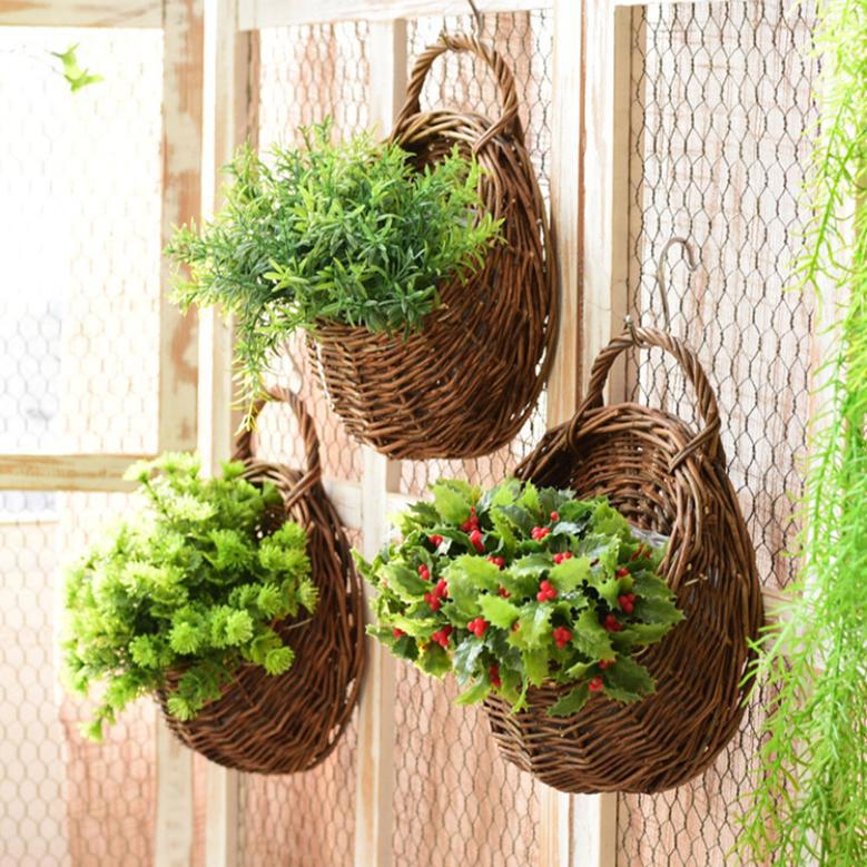 Decorative Wicker Wall Planter for Home Decor