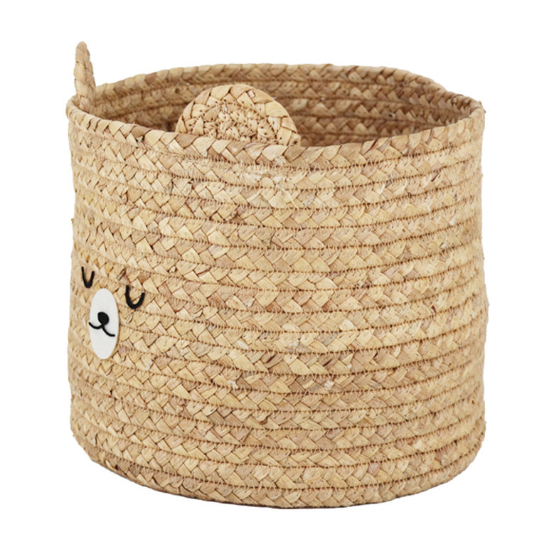 Durable Bear Design Seagrass Basket for Home Organization