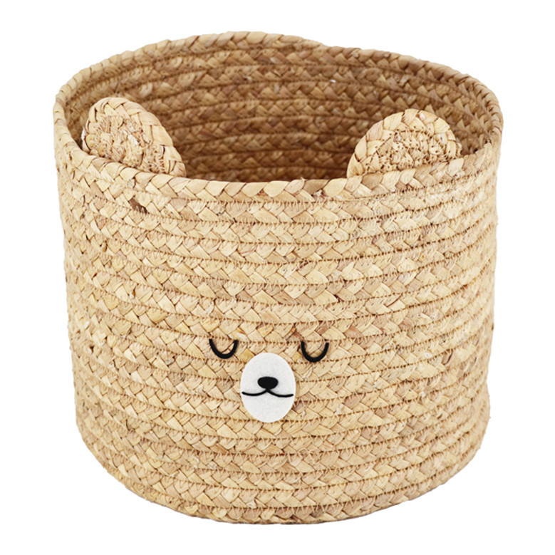 Durable Bear Design Seagrass Basket for Home Organization