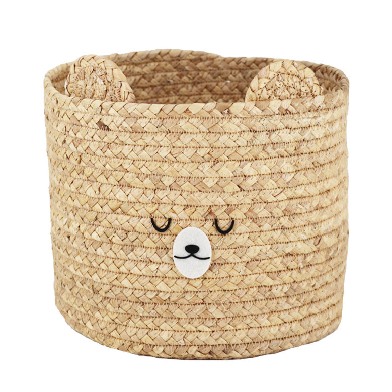 Durable Bear Design Seagrass Basket for Home Organization