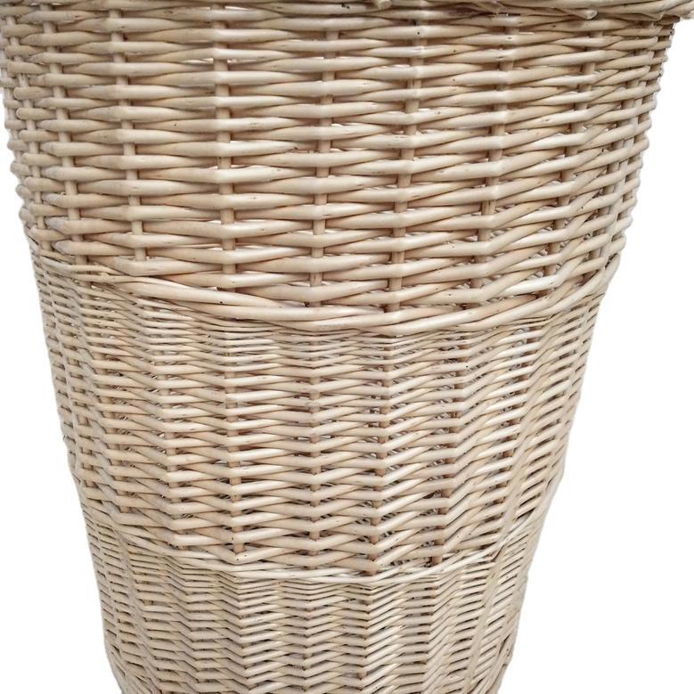 Durable White Wicker Laundry Basket