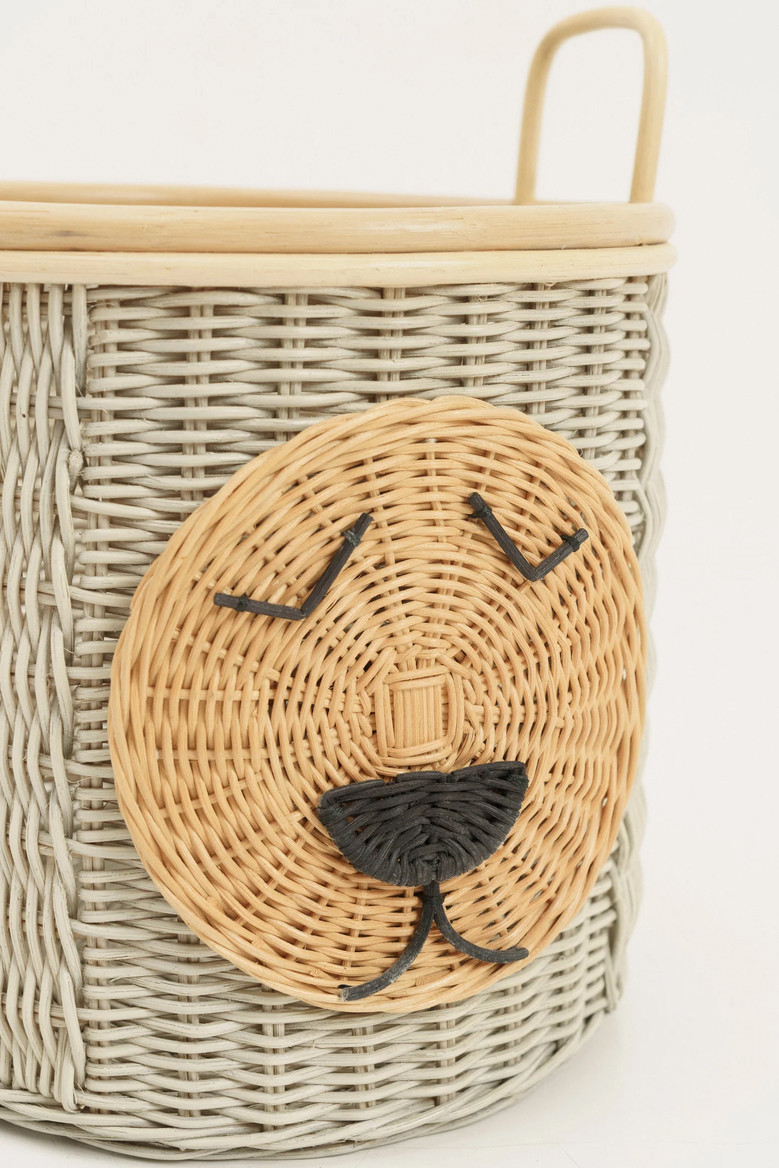 Eco-friendly Bear Wicker Hamper for Kids Nursery Room