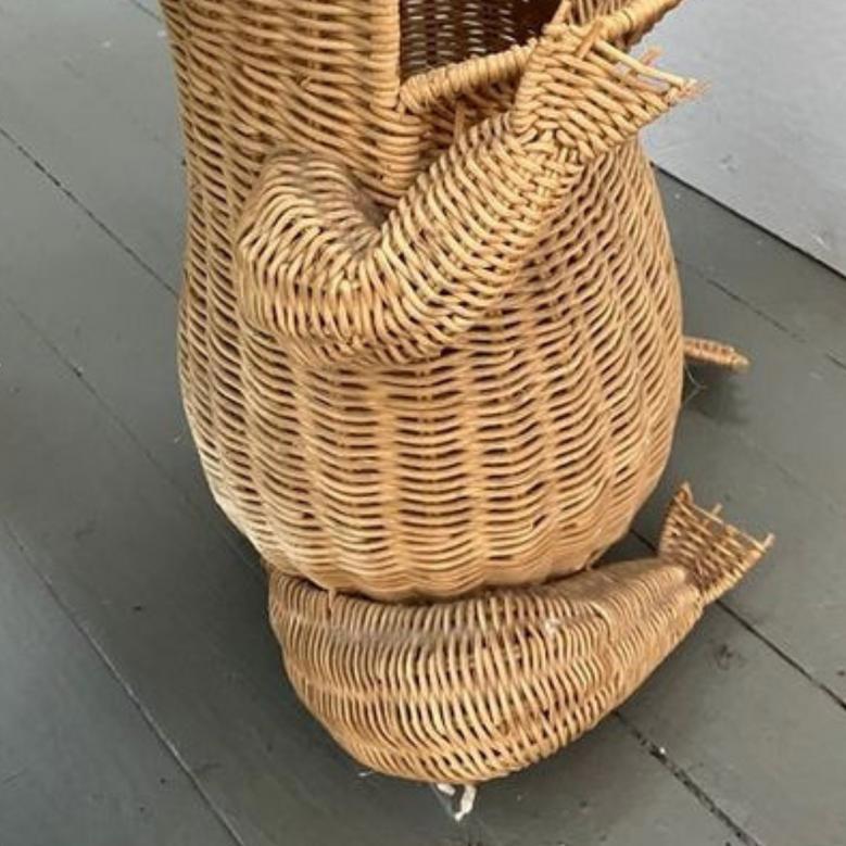 Eco-friendly Rattan Frog Basket for Children's Room