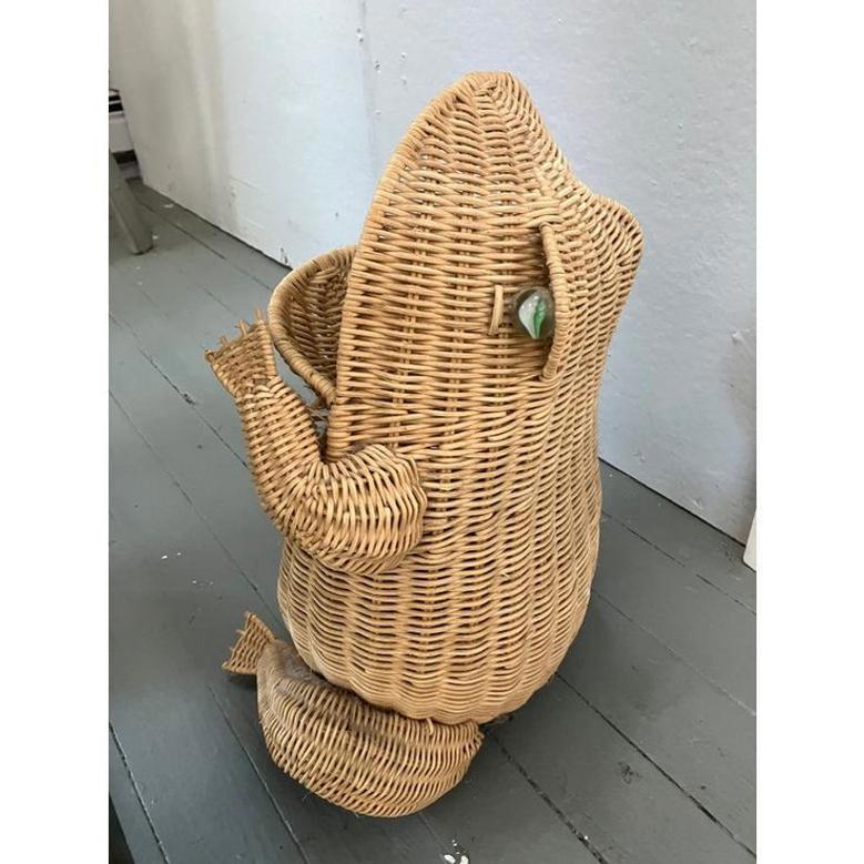 Eco-friendly Rattan Frog Basket for Children's Room