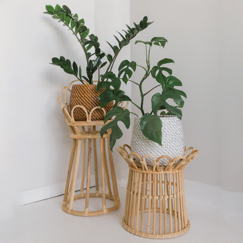 Eco-Friendly Round Rattan Flower Pot Display