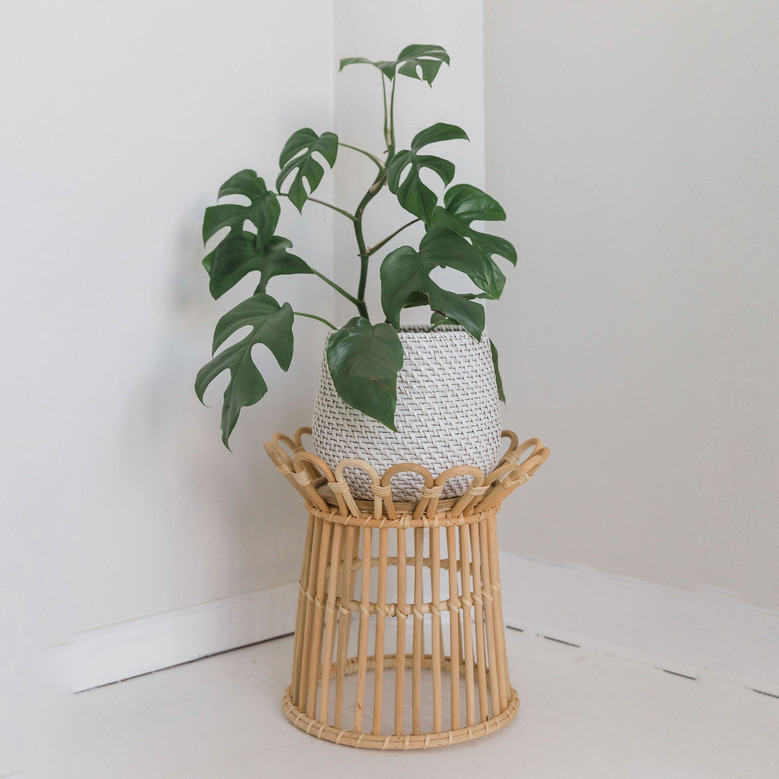 Eco-Friendly Round Rattan Flower Pot Display