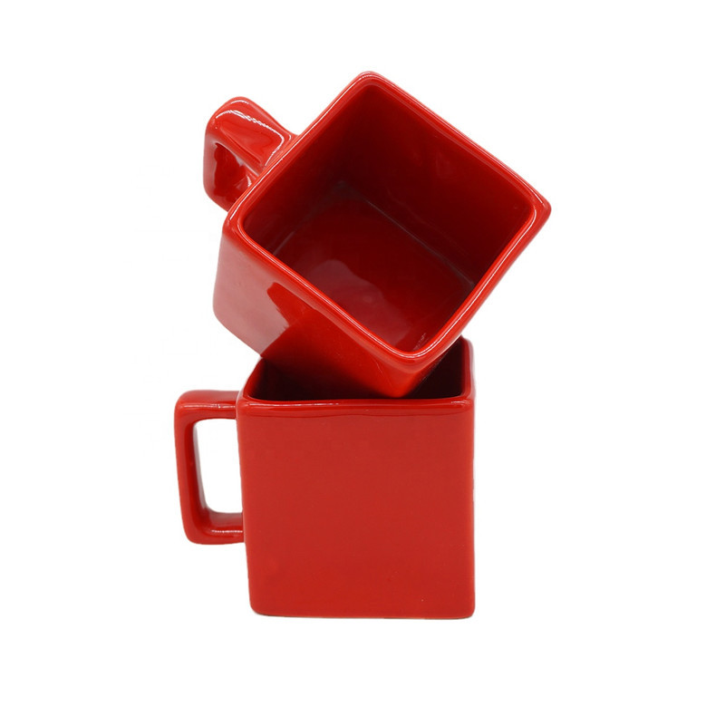 Elegant Red Ceramic Coffee Mug with Handle - 8 oz