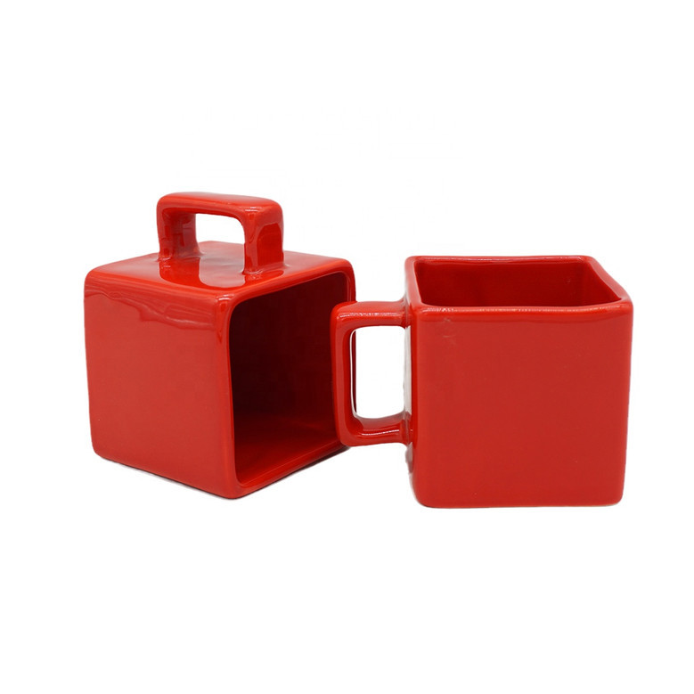 Elegant Red Ceramic Coffee Mug with Handle - 8 oz