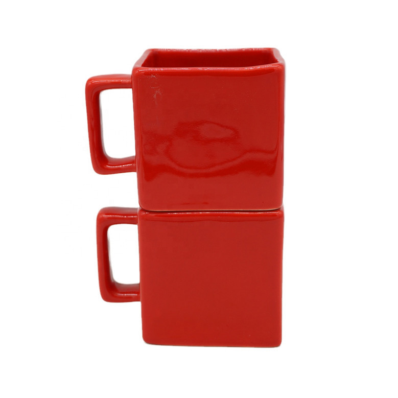 Elegant Red Ceramic Coffee Mug with Handle - 8 oz