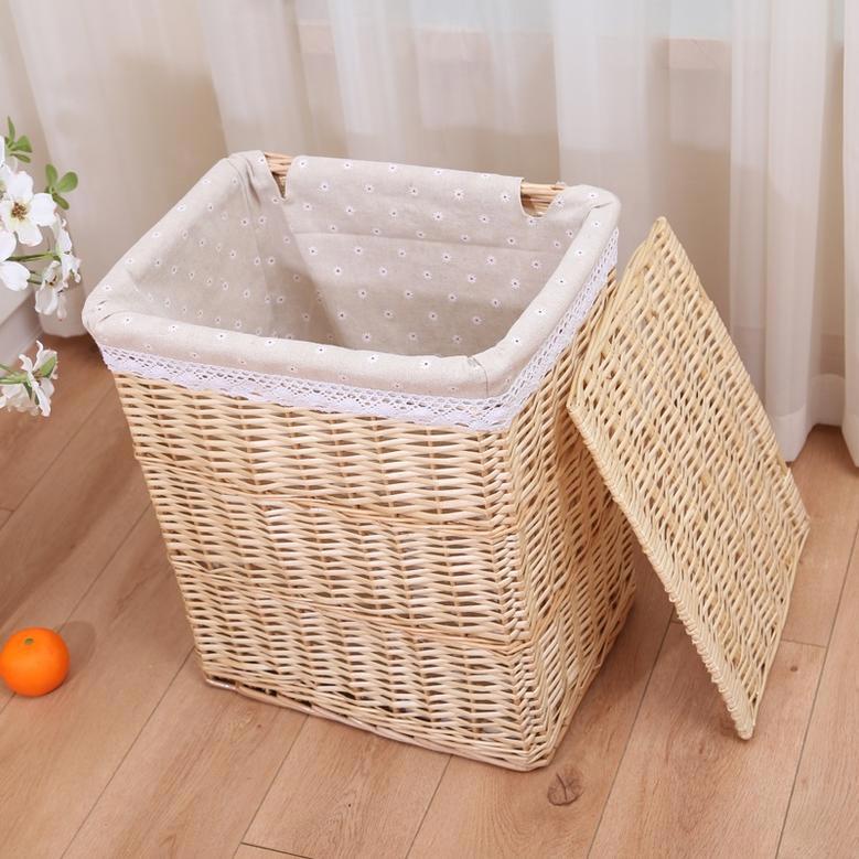 Elegant White Wicker Laundry Basket for Hotels