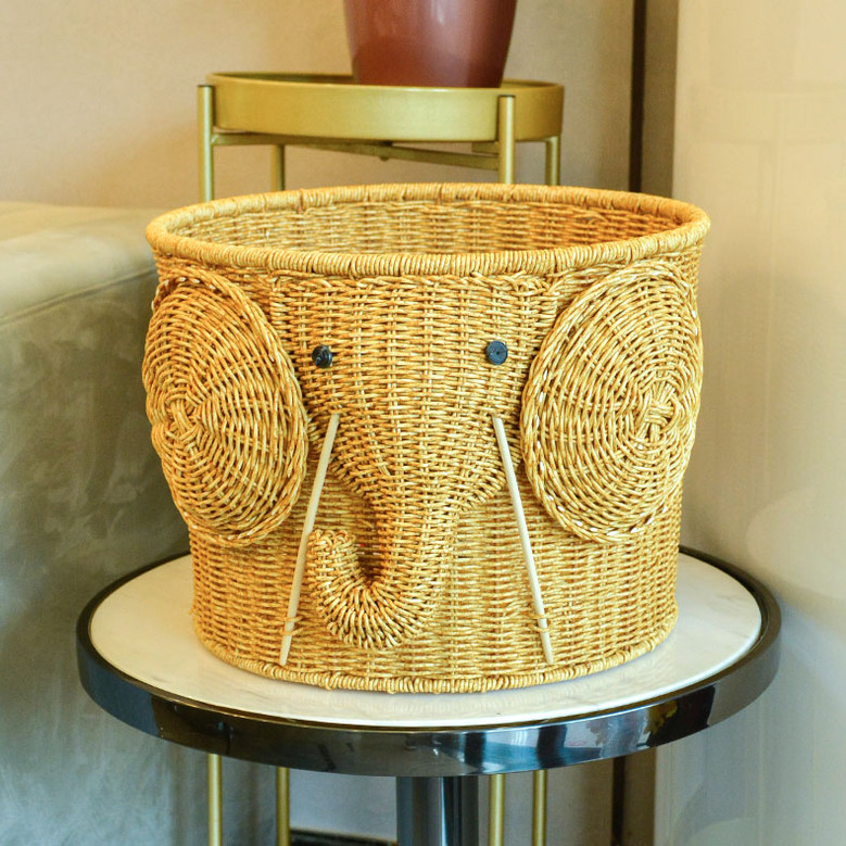 Elephant Design Handwoven Storage Basket