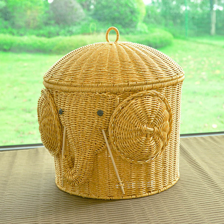 Elephant Design Handwoven Storage Basket