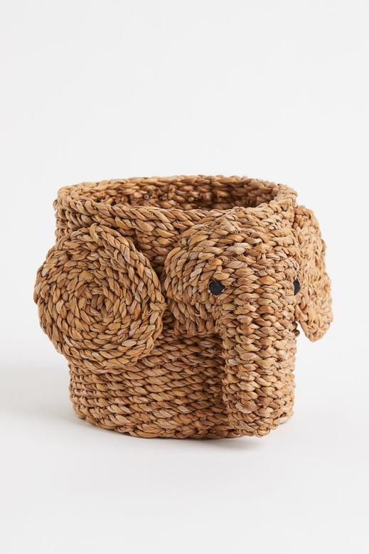 Elephant Toy Storage Basket - Rattan Woven for Kids