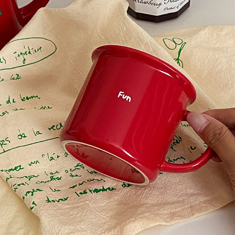 Festive Red Ceramic Coffee Mug for New Year's Celebration