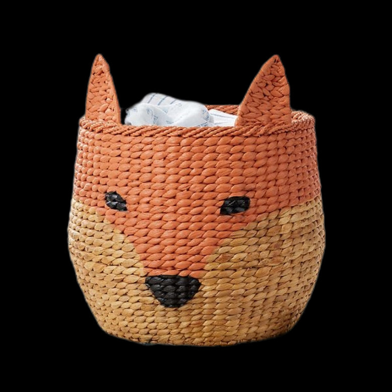 Fox Shaped Woven Seagrass Basket for Home Decor